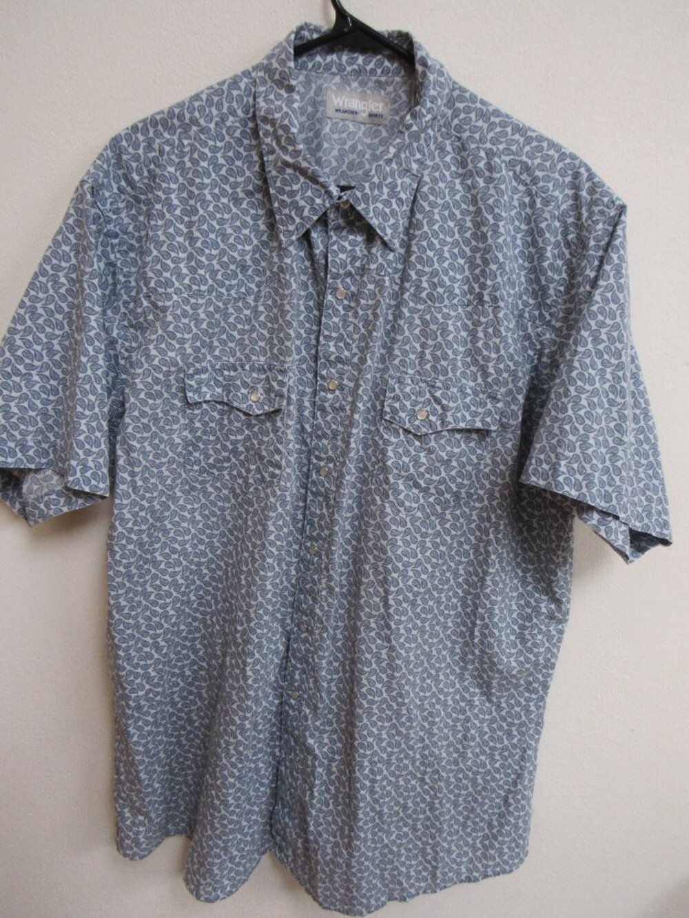 Wrangler Wrancher Blue Paisley Short-Sleeve Pearl Snap Western Shirt‎ 2XT